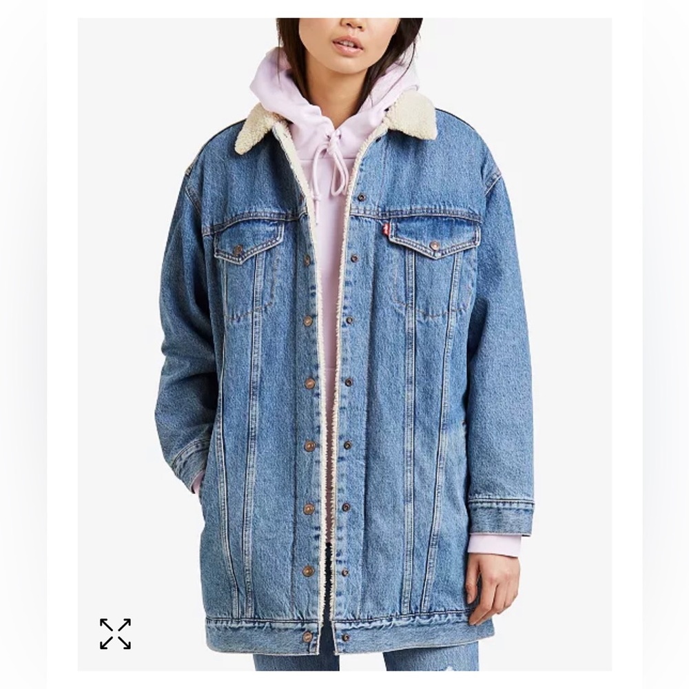 Levi’s Long Sherpa-Lined Trucker Jean Jacket